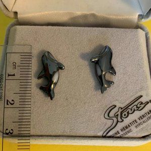 Hematite Whale Dance Earings